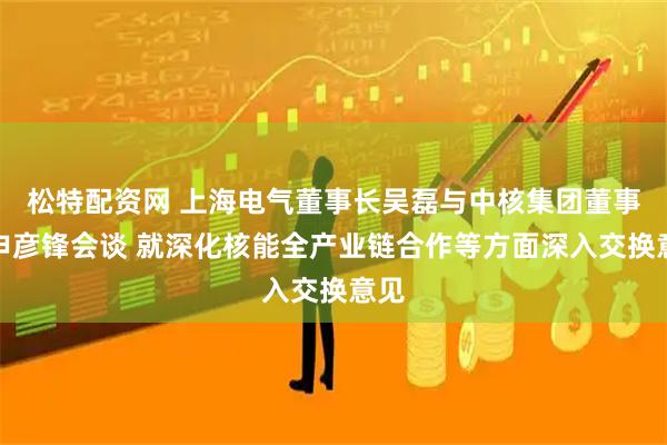 松特配资网 上海电气董事长吴磊与中核集团董事长申彦锋会谈 就深化核能全产业链合作等方面深入交换意见