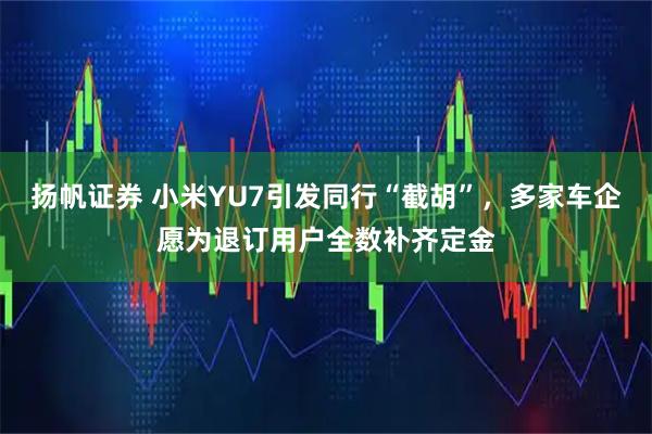 扬帆证券 小米YU7引发同行“截胡”，多家车企愿为退订用户全数补齐定金